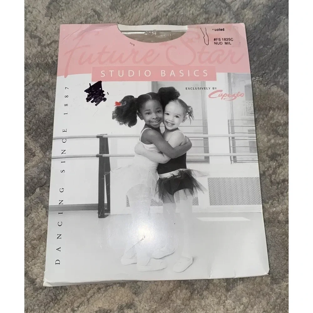 New STUDIO BASICS Capezio Nude Footed Tights FS1825C Dance Sz Medium Large Child